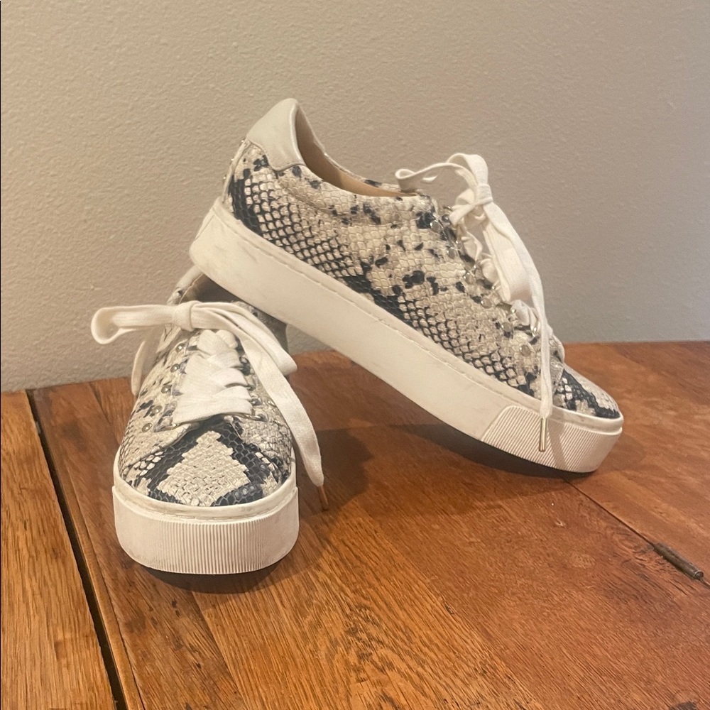 Joie Handan Snakeskin-Embossed Leather Sneakers | Size EU 38.5, US 7.5